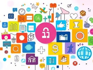 Colorful digital collage illustrating diverse topics including finance, technology, health, travel, and culture representing The Eclectic Edge’s all-in-one knowledge platform.