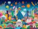 Colorful collage representing diverse topics including finance, technology, health, travel, and culture, symbolizing a versatile online content hub.
