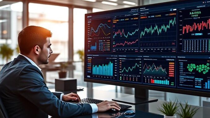 Financial analyst using TrendIntel for real-time market data insights and AI-driven forecasting"